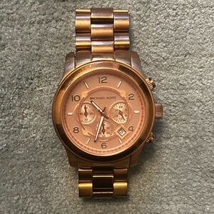 Michael Kors Oversize Rose Gold Tone Quartz Date Chronograph Link Bracelet Watch